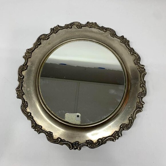 Vintage Silverplate Vanity Display Mirror Footed - Picture 2 of 8